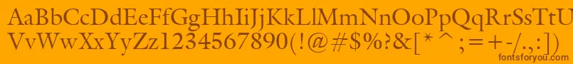 Gallery-Schriftart – Braune Schriften auf orangefarbenem Hintergrund