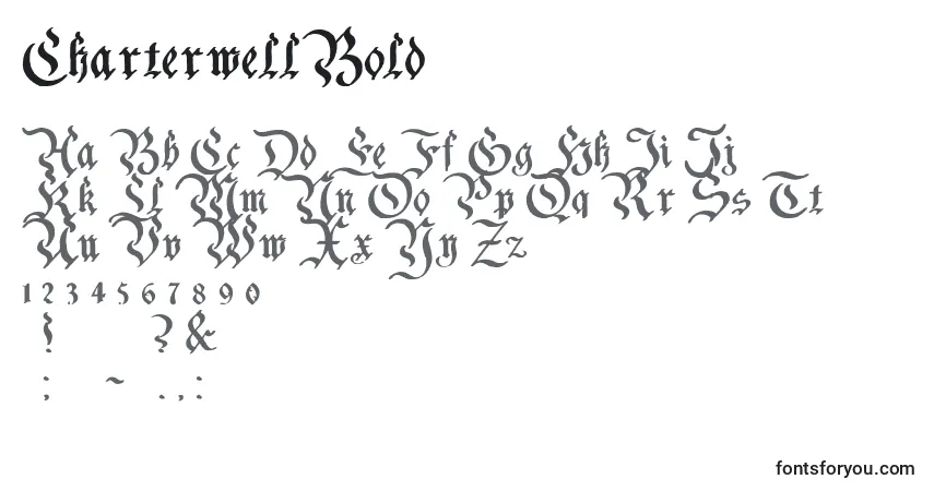A fonte CharterwellBold – alfabeto, números, caracteres especiais