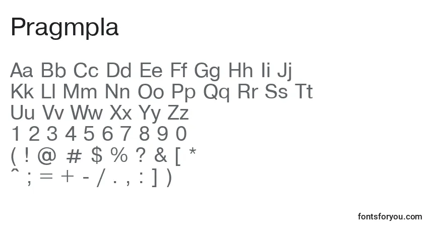 Czcionka Pragmpla – alfabet, cyfry, specjalne znaki