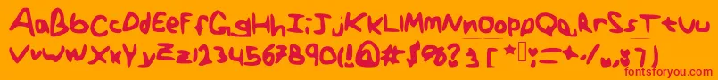 GenericTeenager-Schriftart – Rote Schriften auf orangefarbenem Hintergrund