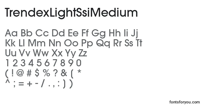 A fonte TrendexLightSsiMedium – alfabeto, números, caracteres especiais