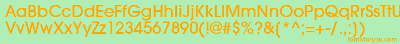 フォントTrendexLightSsiMedium – オレンジの文字が緑の背景にあります。
