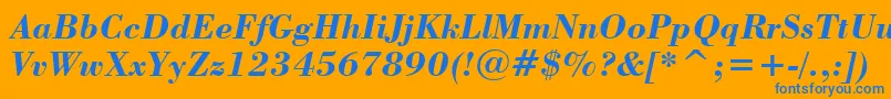 BodoniBoldItalicBt Font – Blue Fonts on Orange Background