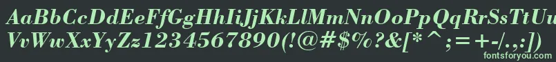 フォントBodoniBoldItalicBt – 黒い背景に緑の文字