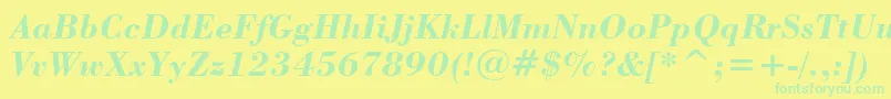 BodoniBoldItalicBt Font – Green Fonts on Yellow Background