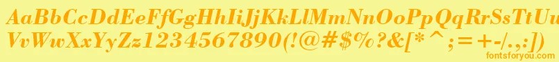 BodoniBoldItalicBt Font – Orange Fonts on Yellow Background