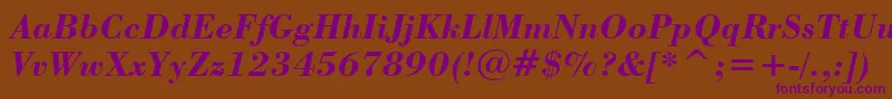 BodoniBoldItalicBt Font – Purple Fonts on Brown Background