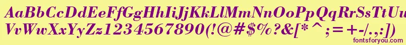 BodoniBoldItalicBt Font – Purple Fonts on Yellow Background