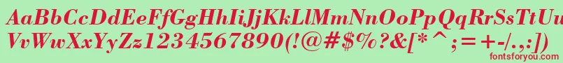 BodoniBoldItalicBt Font – Red Fonts on Green Background