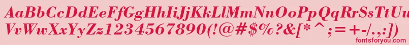 BodoniBoldItalicBt Font – Red Fonts on Pink Background