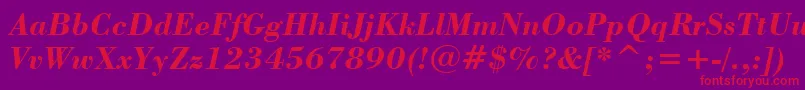 BodoniBoldItalicBt Font – Red Fonts on Purple Background