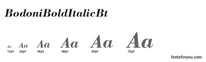 BodoniBoldItalicBt Font Sizes
