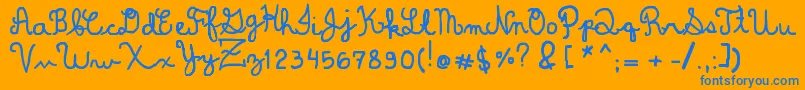 DominiqueWin Font – Blue Fonts on Orange Background