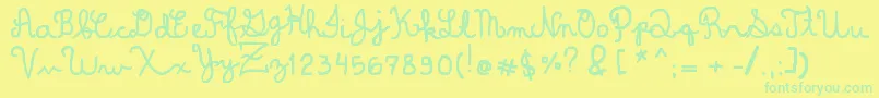 DominiqueWin Font – Green Fonts on Yellow Background