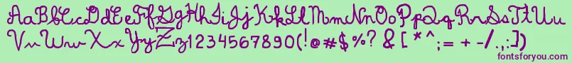 DominiqueWin Font – Purple Fonts on Green Background
