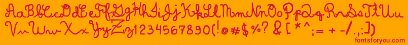 DominiqueWin Font – Red Fonts on Orange Background
