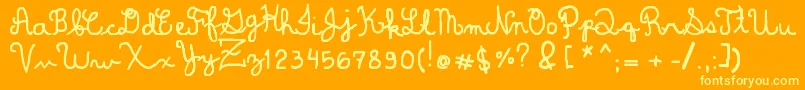 DominiqueWin Font – Yellow Fonts on Orange Background