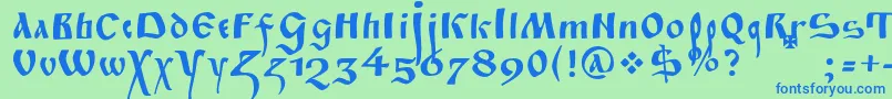 Fitapoluustavc Font – Blue Fonts on Green Background
