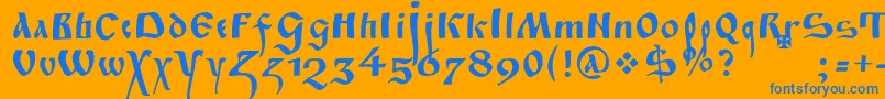 Fitapoluustavc Font – Blue Fonts on Orange Background