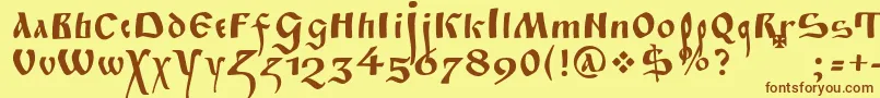 Fitapoluustavc Font – Brown Fonts on Yellow Background