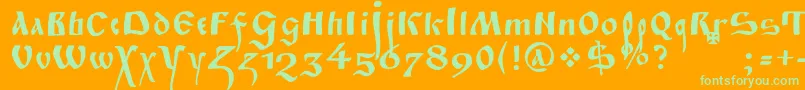 Fitapoluustavc Font – Green Fonts on Orange Background