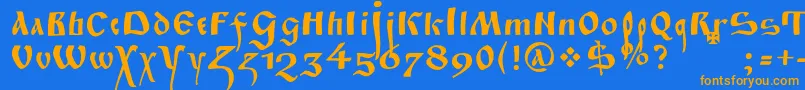 Fitapoluustavc Font – Orange Fonts on Blue Background