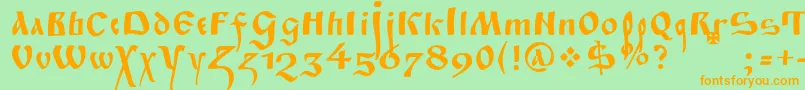 Fitapoluustavc Font – Orange Fonts on Green Background