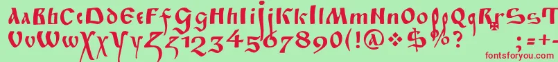 Fitapoluustavc Font – Red Fonts on Green Background