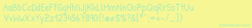 Czcionka PatrickhandRegular – zielone czcionki na żółtym tle