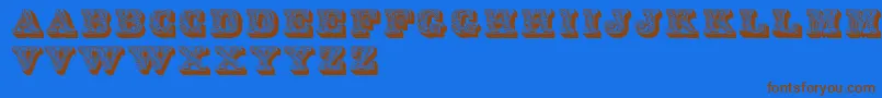 Lettresフォントについての詳細 フォントLettres – 茶色の文字が青い背景にあります。