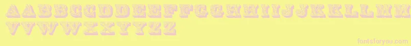 フォントLettres – ピンクのフォント、黄色の背景