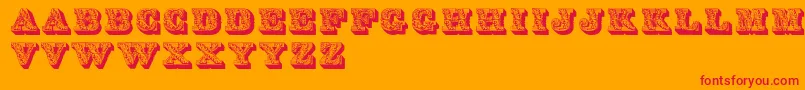 フォントLettres – オレンジの背景に赤い文字