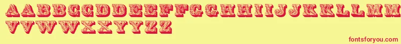 フォントLettres – 赤い文字の黄色い背景