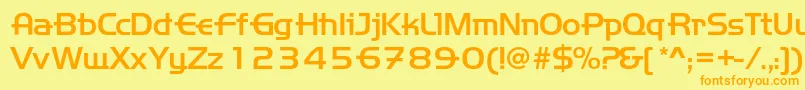 フォントHandemed – オレンジの文字が黄色の背景にあります。