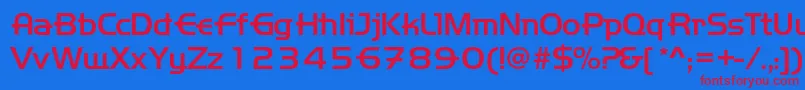 Handemed Font – Red Fonts on Blue Background