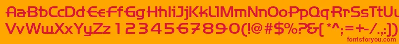フォントHandemed – オレンジの背景に赤い文字