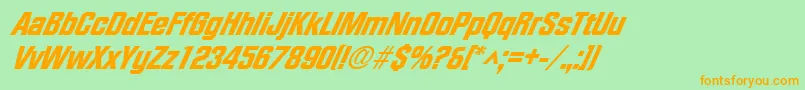 フォントFacetheavyXxitalicRegular – オレンジの文字が緑の背景にあります。