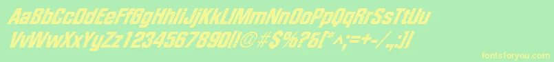 フォントFacetheavyXxitalicRegular – 黄色の文字が緑の背景にあります