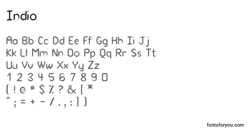 Indio-fontti – aakkoset, numerot, erikoismerkit