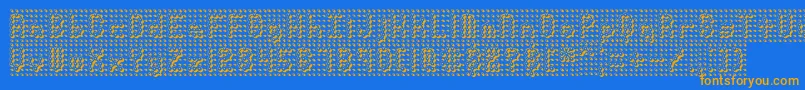 フォントPindownBrk – オレンジ色の文字が青い背景にあります。