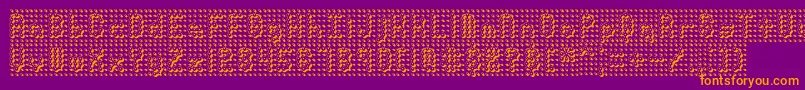 PindownBrk-fontti – oranssit fontit violetilla taustalla