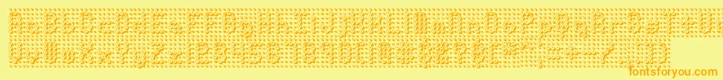 フォントPindownBrk – オレンジの文字が黄色の背景にあります。