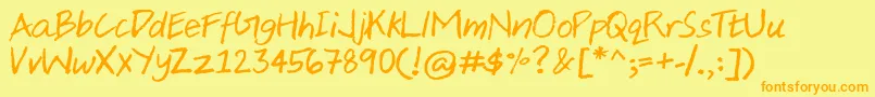 Czcionka AjiHand – pomarańczowe czcionki na żółtym tle