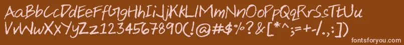 More about AjiHand Font AjiHand Font – Pink Fonts on Brown Background