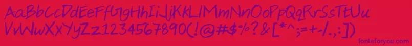 AjiHand Font – Purple Fonts on Red Background
