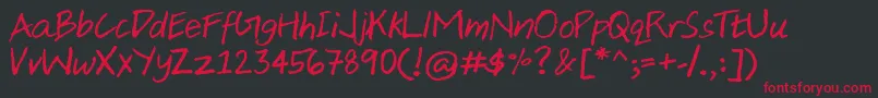 AjiHand Font – Red Fonts on Black Background