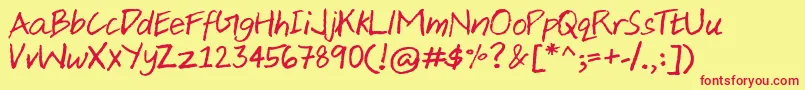 AjiHand Font – Red Fonts on Yellow Background