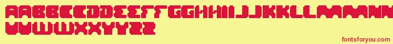 Logotype-Schriftart – Rote Schriften auf gelbem Hintergrund