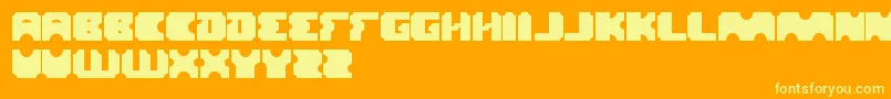 Logotype-Schriftart – Gelbe Schriften auf orangefarbenem Hintergrund