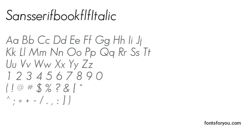 Schriftart SansserifbookflfItalic – Alphabet, Zahlen, spezielle Symbole